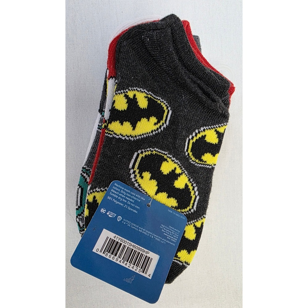 DC Comics Justice League Kids No-Show Socks 5 Pair NWT - Picture 2 of 6